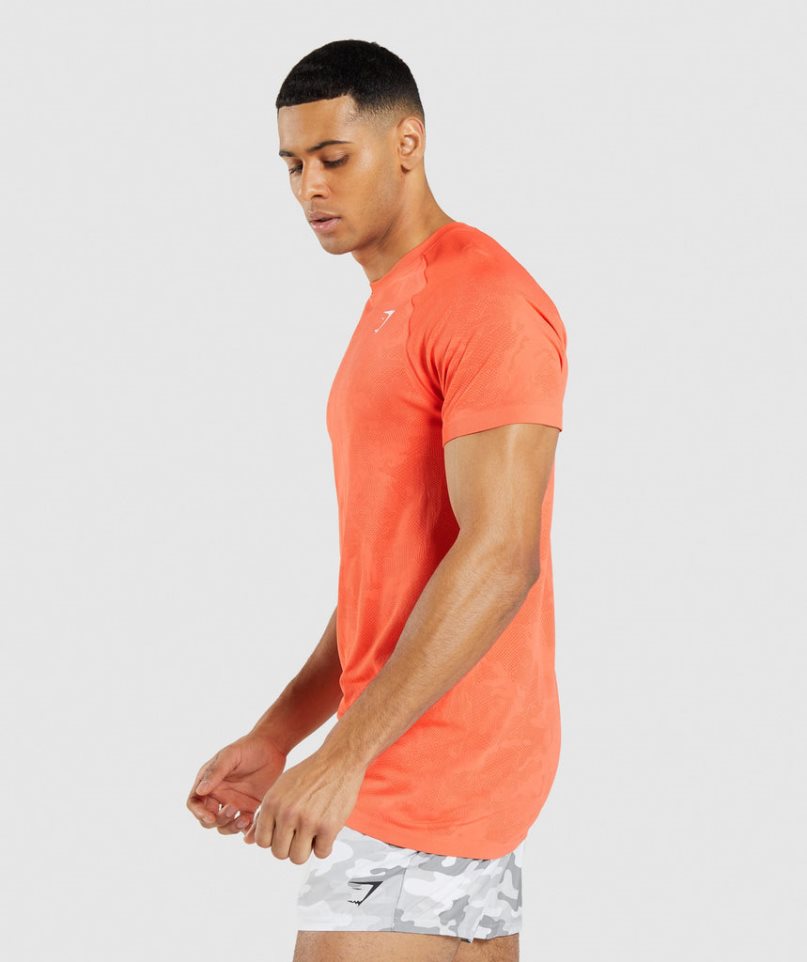 Men's Gymshark Geo Seamless T-Shirts Orange | CA N8153D